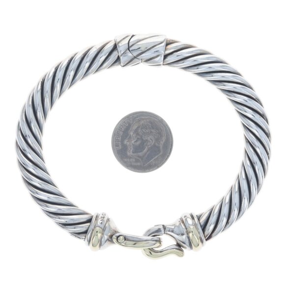 David Yurman Cable Classics Buckle Bangle Bracelet 6 3/4" Sterling 925 Gold 14k - Picture 6 of 9